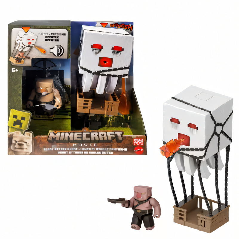 Boneco Ghast Minecraft Filme - Ataque Explosivo - Figura de Brinquedo Oficial