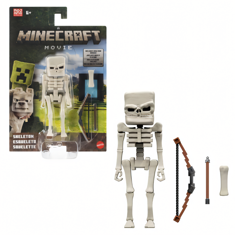 Minecraft O Filme - Boneco Esqueleto 4 Polegadas Figura de Ação Colecionável