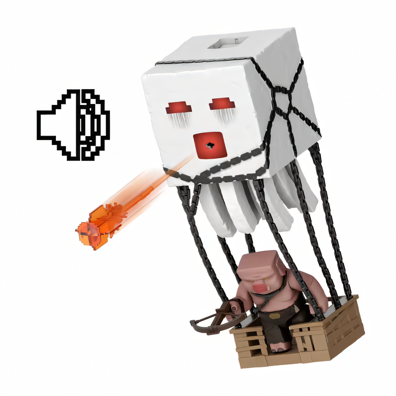 Boneco Ghast Minecraft Filme - Ataque Explosivo - Figura de Brinquedo Oficial