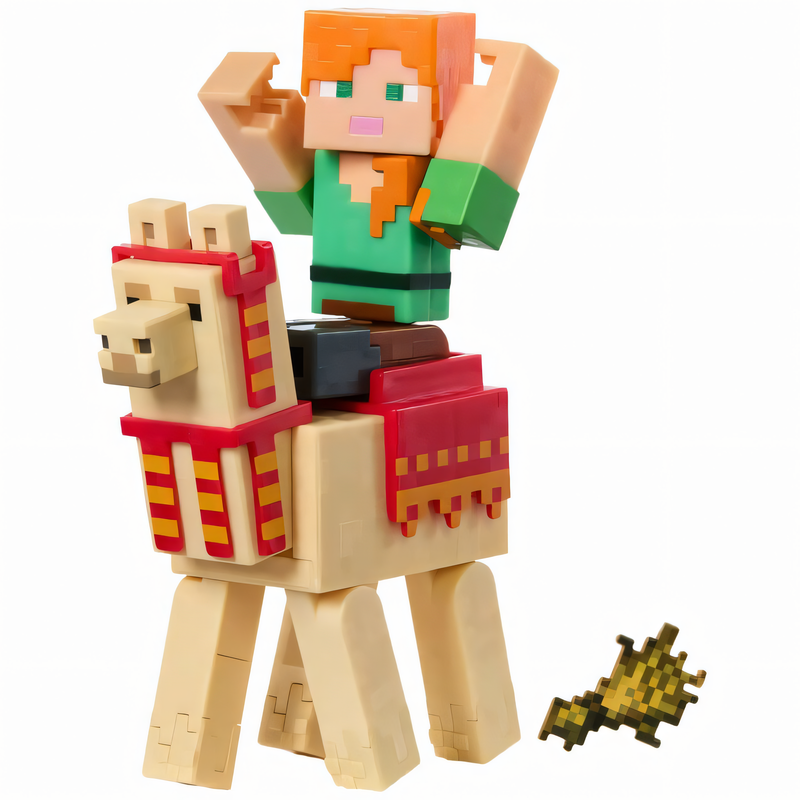 Figura de Ação Minecraft Vanilla - Alex com Lhama Brinquedo de Coleção