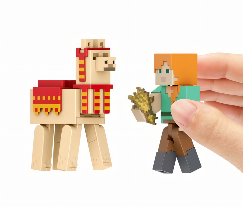 Figura de Ação Minecraft Vanilla - Alex com Lhama Brinquedo de Coleção