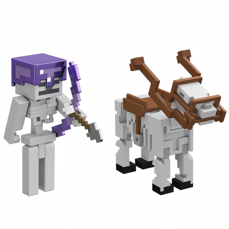 Minecraft Vanilla - Pacote Cavalo com Armadura de Esqueleto 3.25" Colecionável