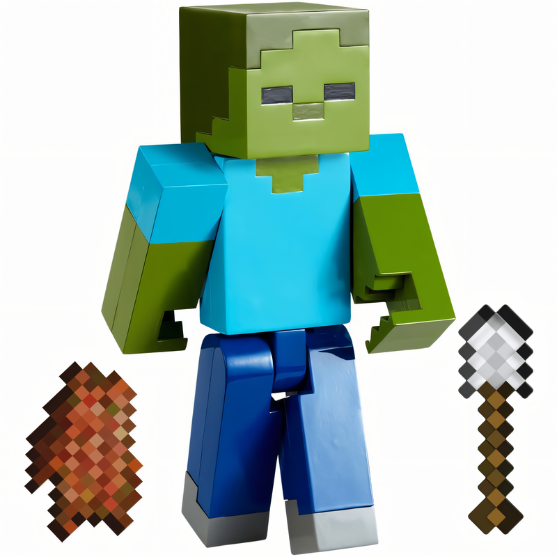 Figura de Ação Minecraft Vanilla - Zumbi 8,26 cm Brinquedo Colecionável