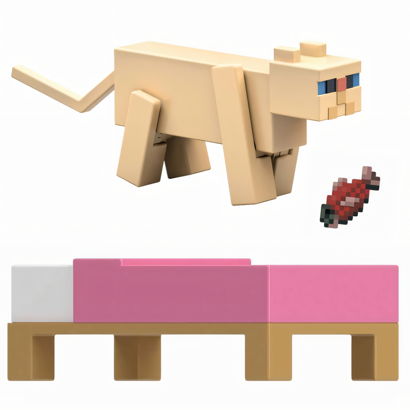 Figura de Ação Minecraft Vanilla - Gato Persa 3,25” Brinquedo Colecionável