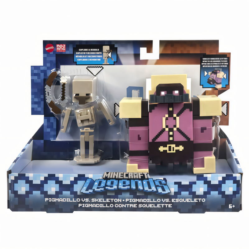 Figura de Brinquedo Minecraft Legends - Pacote Fidget Porco-Tatu vs Esqueleto 3,25” Brinquedo Colecionável
