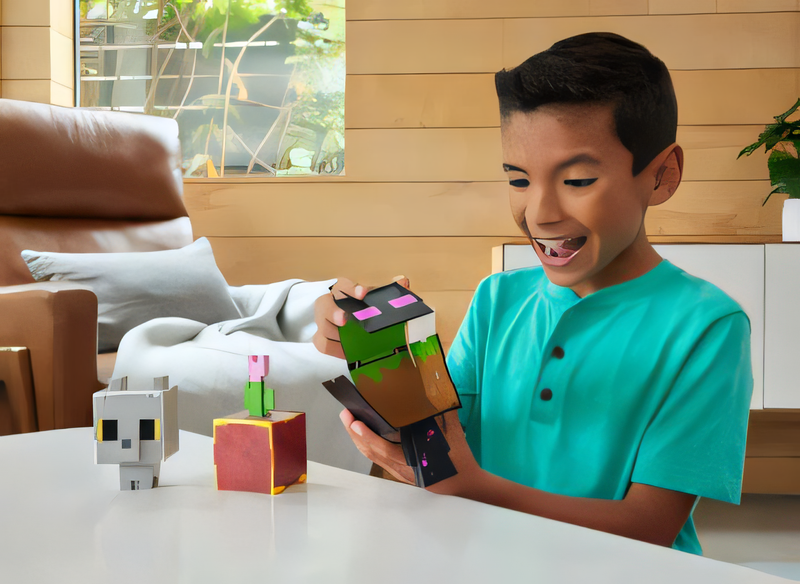 Boneco Enderman Minecraft Vanilla - Figura de Brinquedo Flippin' 3,75 Polegadas + Bloco de Grama