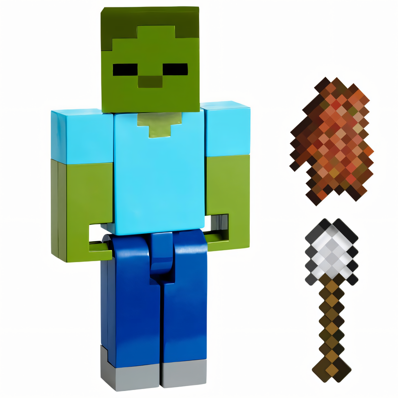 Figura de Ação Minecraft Vanilla - Zumbi 8,26 cm Brinquedo Colecionável