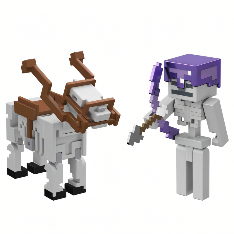 Minecraft Vanilla - Pacote Cavalo com Armadura de Esqueleto 3.25" Colecionável