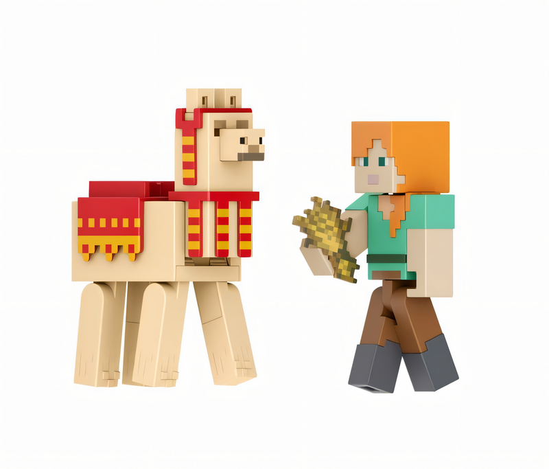 Figura de Ação Minecraft Vanilla - Alex com Lhama Brinquedo de Coleção