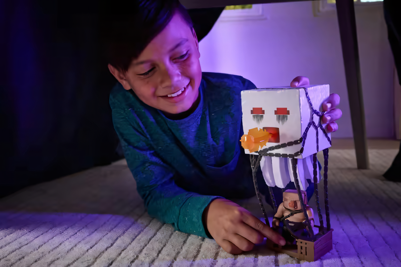 Boneco Ghast Minecraft Filme - Ataque Explosivo - Figura de Brinquedo Oficial