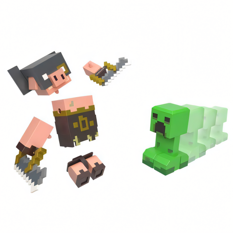 Minecraft Legends - Bonecos Fidget Creeper vs Piglin Bárbaro 3,25 Polegadas