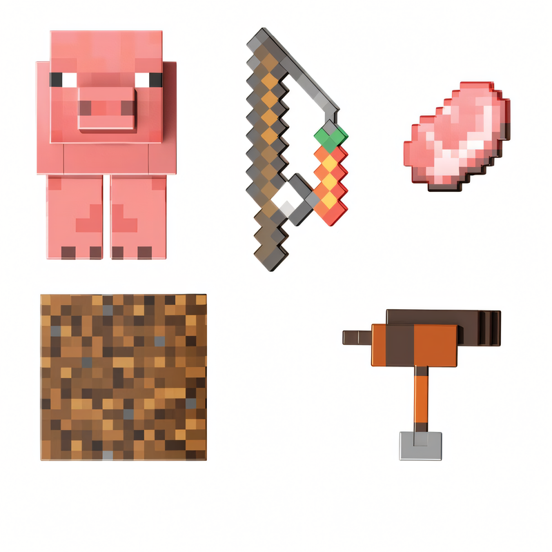 Boneco Porco Minecraft Diamond - Figura de Brinquedo Colecionável 5,5 Polegadas