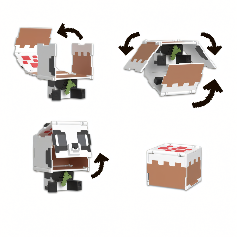 Boneco Panda Minecraft Vanilla - Figura de Brinquedo Flippin' 3,75 Polegadas + Bolo
