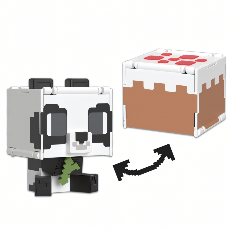 Boneco Panda Minecraft Vanilla - Figura de Brinquedo Flippin' 3,75 Polegadas + Bolo