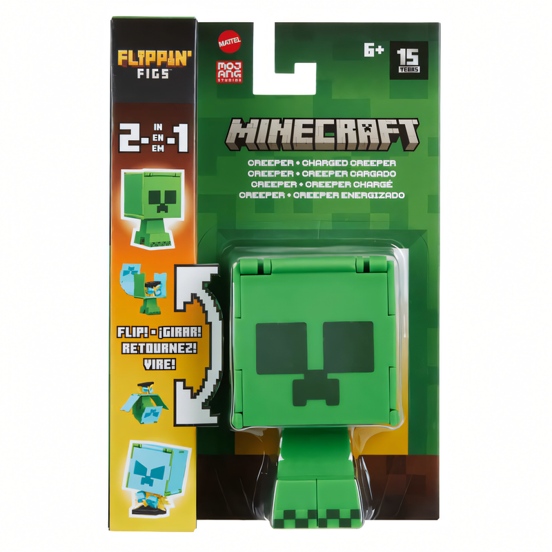 Minecraft Vanilla - Boneco Flippin' Creeper + Creeper Carregado 3.75" Brinquedo Colecionável