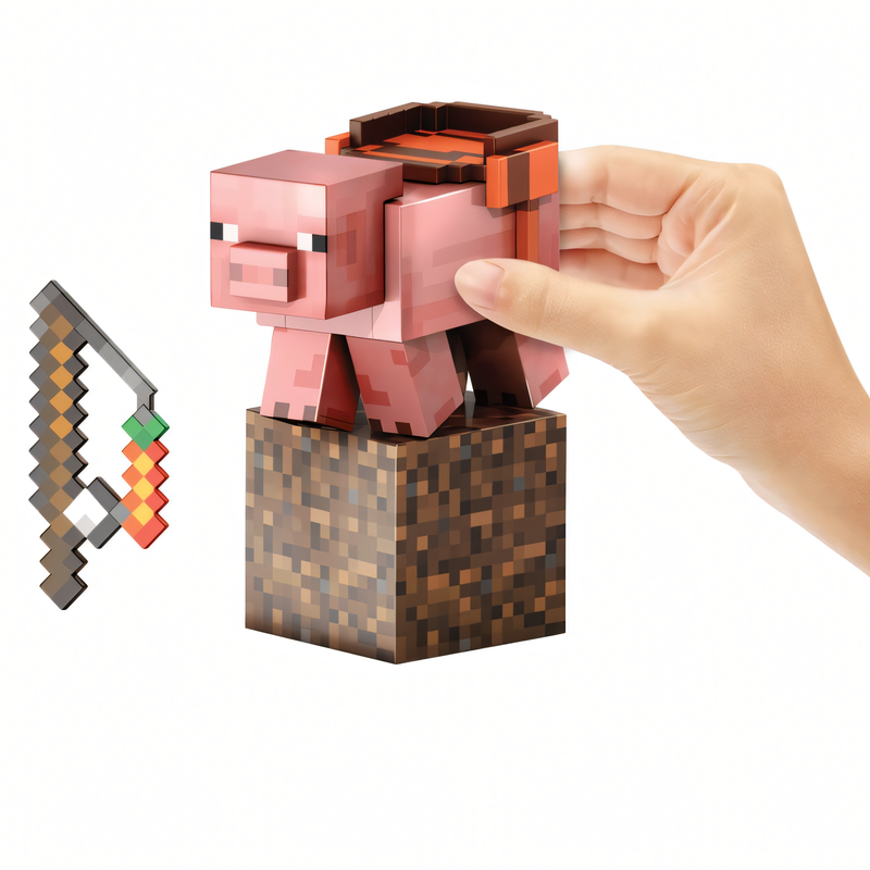 Boneco Porco Minecraft Diamond - Figura de Brinquedo Colecionável 5,5 Polegadas