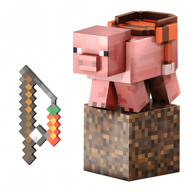 Boneco Porco Minecraft Diamond - Figura de Brinquedo Colecionável 5,5 Polegadas