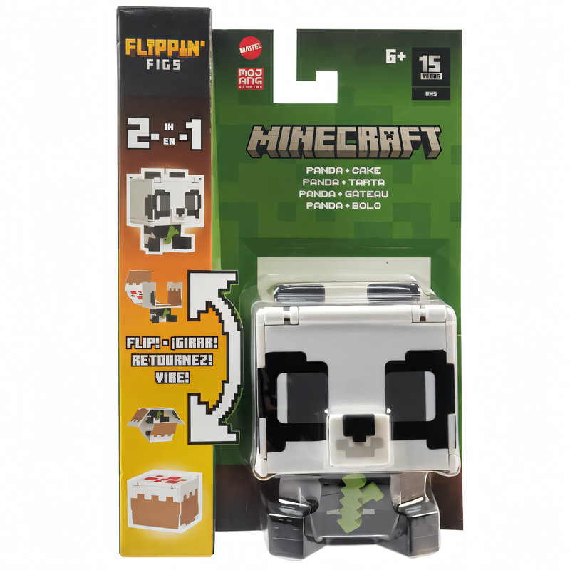Boneco Panda Minecraft Vanilla - Figura de Brinquedo Flippin' 3,75 Polegadas + Bolo