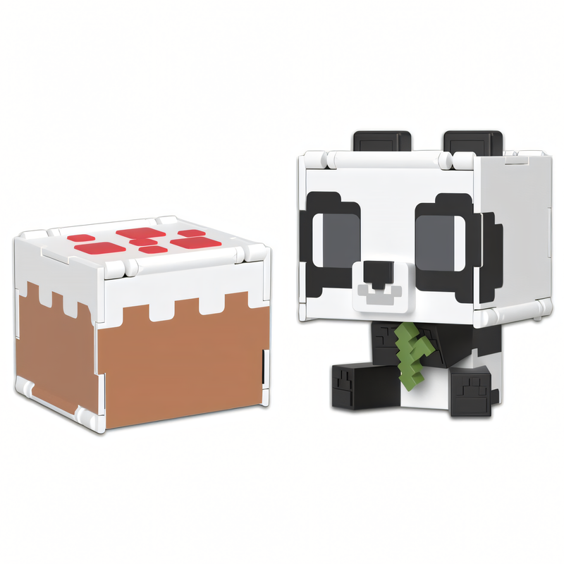 Boneco Panda Minecraft Vanilla - Figura de Brinquedo Flippin' 3,75 Polegadas + Bolo