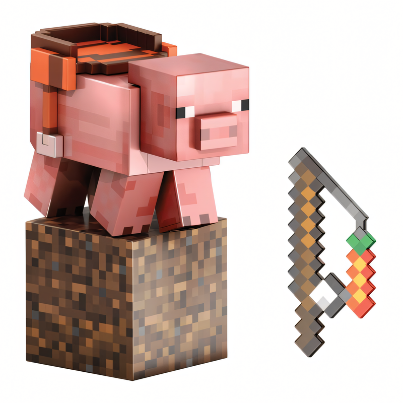 Boneco Porco Minecraft Diamond - Figura de Brinquedo Colecionável 5,5 Polegadas